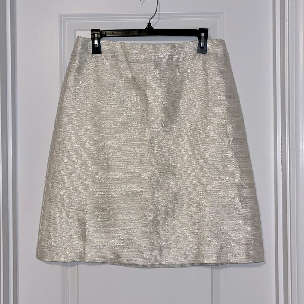 Anthropologie Paper Crown Ivory Metallic A-Line Skirt